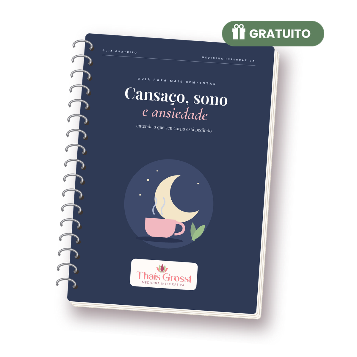 Capa do guia gratuito Cansaço, sono e ansiedade, de Thaís Grossi